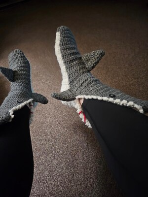 Crocheted Shark Slipper Socks made to order - image2